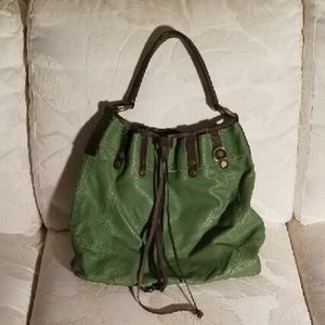 Lucky Leather Hobo Bag -- Kelly Green with Detai